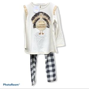NWT Mud Pie Turkey Thanksgiving Outfit 3T